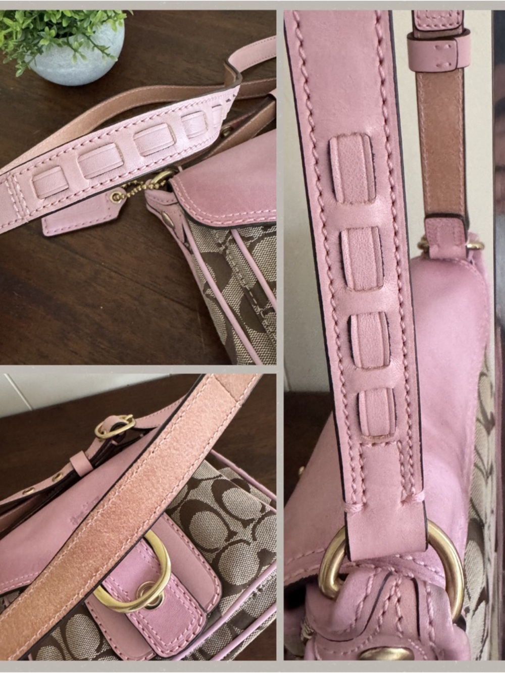 Coach Limited Edition Bleecker Signature Jenny Bag #11593 Pink/Khaki w/Scarf - Picture 10 of 15